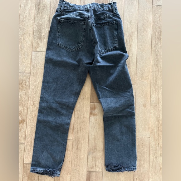 AGOLDE Black Riley High Rise Straight Crop Jeans - Picture 3 of 3